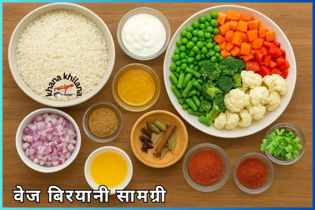 वेज बिरयानी सामग्री