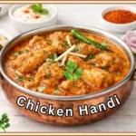 👉 चिकन हांडी रेसिपी – क्रीमी और मसालेदार चिकन हांडी करी हांडी में परोसी हुई