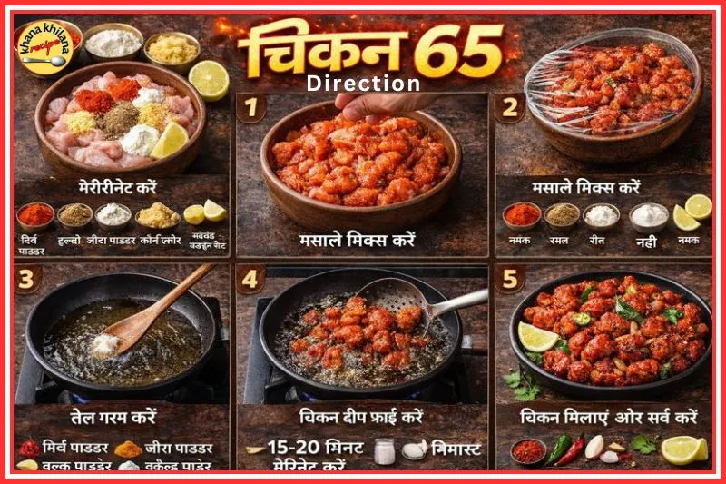 चिकन 65 बनाने की स्टेप बाय स्टेप कुकिंग डायरेक्शन की इमेज
