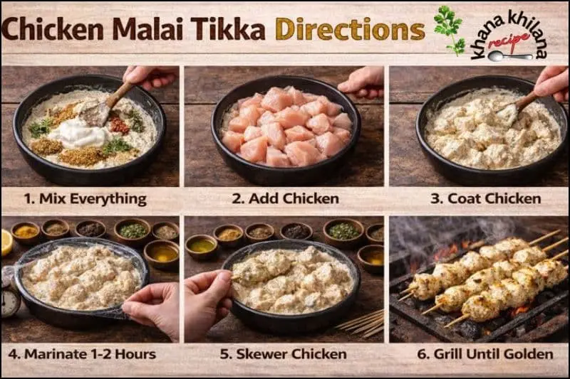 chicken malai tikka step by step recipe in hindi