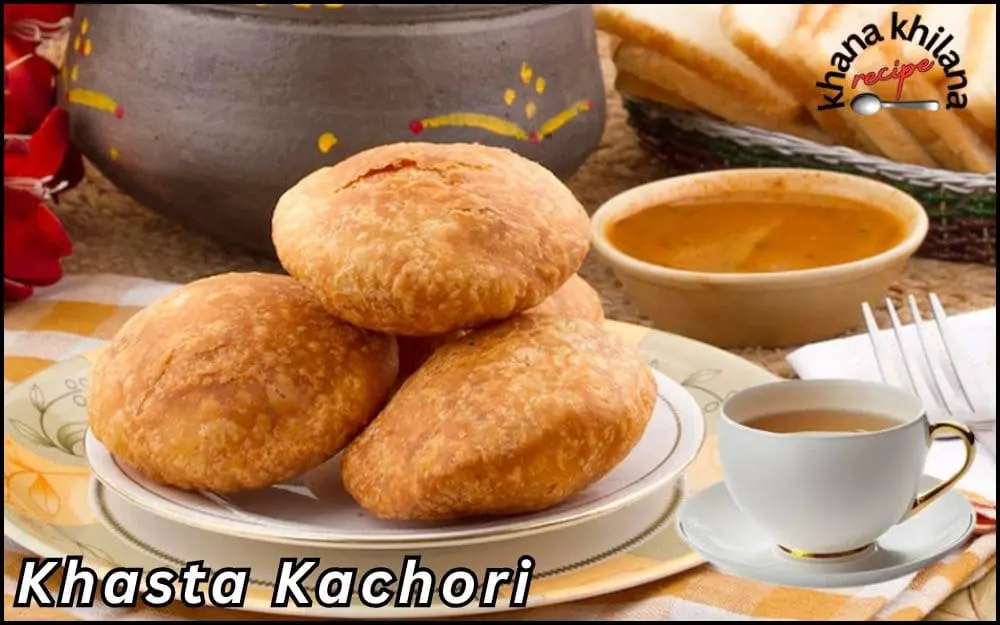 गरमा-गरम खस्ता कचौरी चाय के साथ सर्व करते हुए